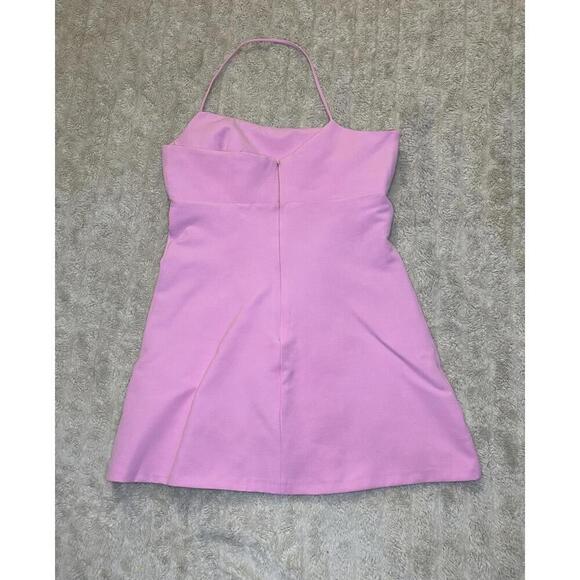 Zara Blogger's Favorite pink asymmetric one-shoulder romper/mini dress Size L - Picture 6 of 7